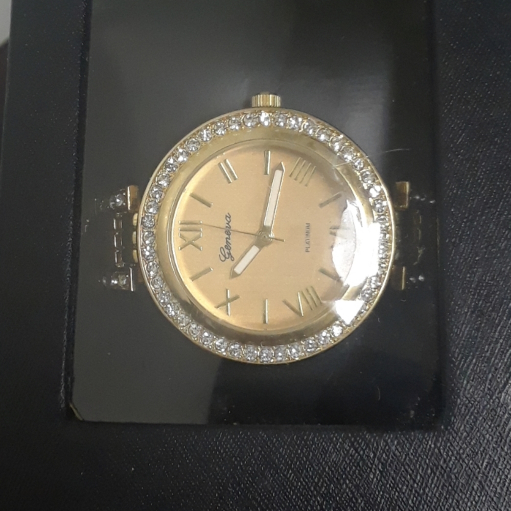 A stainless steel Geneva platinum watch